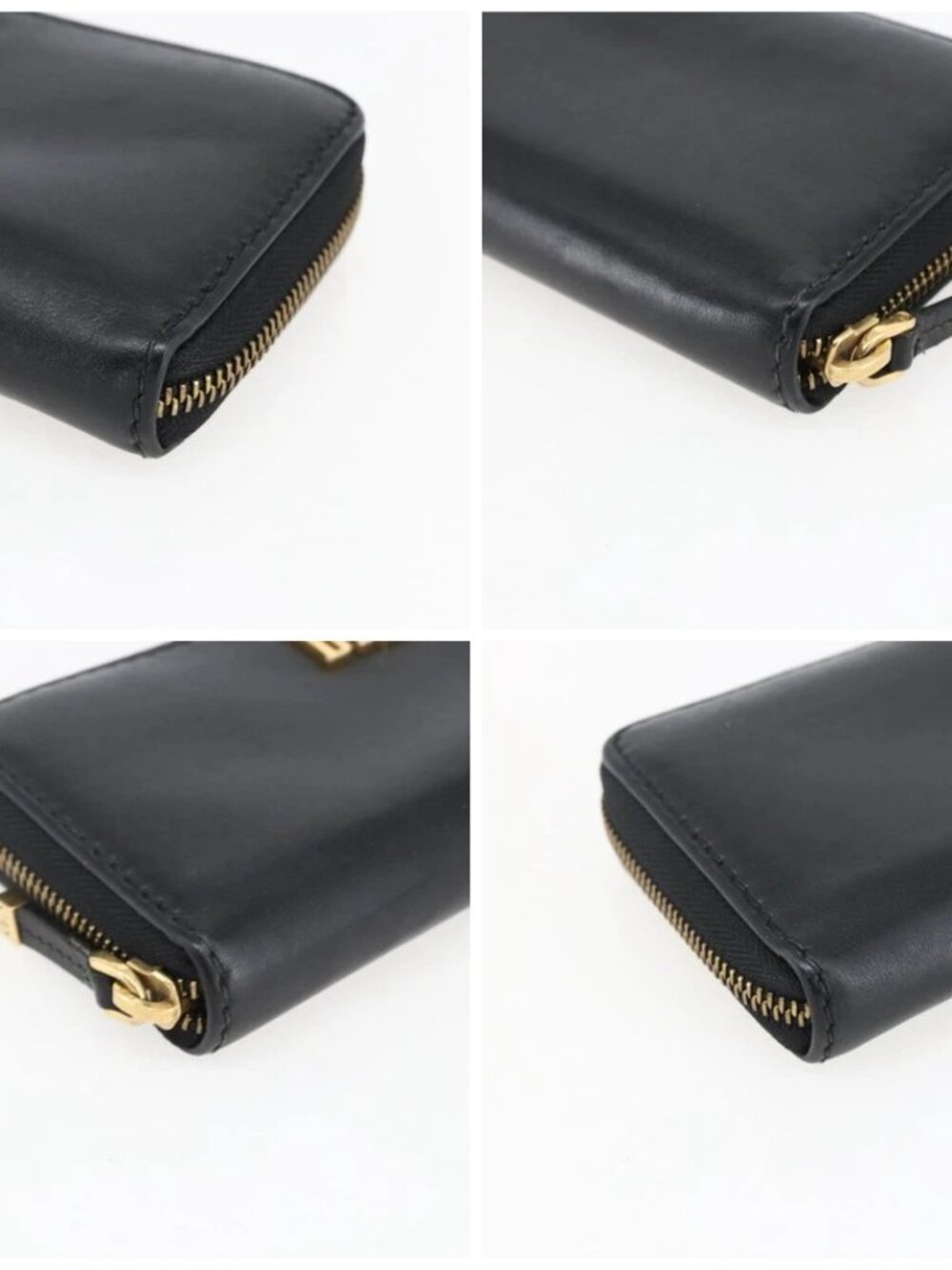 Christian Dior Round Long Wallet Leather Black Gold Auth am10801 - Picture 16 of 16